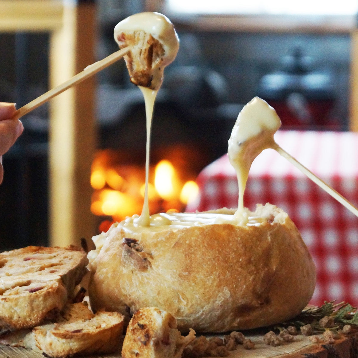 Fondue au fromage Oka d'la Cabane à pommes à la maison labontedelapomme